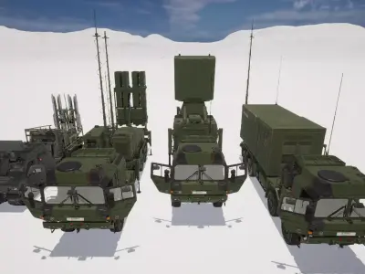 Rigged IRIS-T Defence System Low-poly 3D model