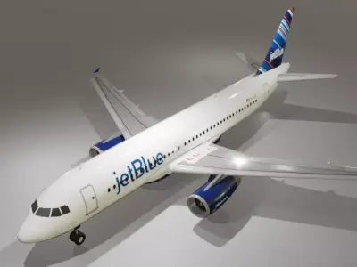 Jetblue airbus a320-232 low poly 3D Model  Low-poly 3D model