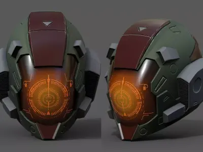 Helmet scifi military combat fantasy cyborg spac low poly  Low-poly 3D model