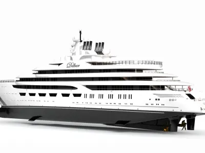 Dilbar Luxury Yacht Dynamic Simulation 3D model