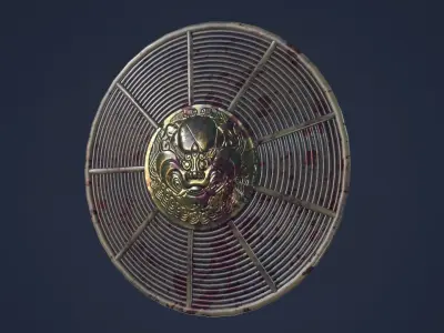 Asian round shield Low-poly 3D model