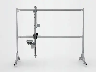 Stacking-machine-assembly metal frame with machine 3D model