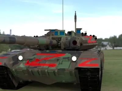  Wagner PMC T90A Tank with Iconic Red Z Marking 3D Model Low-poly 3D model