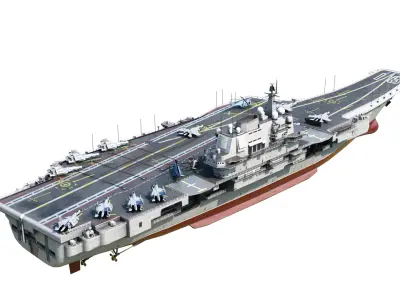 PLA NAVY Type 001 class aircraft carrier Liaoning ship Low-poly 3D model
