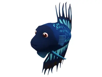 Siamese Fighting fish animated Low-poly 3D model