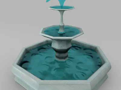Fountain with bird on top Free 3D model
