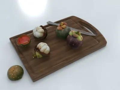 Mangosteen 3 Models - Realistic Looking - Low-poly 3D model