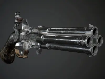 Flintlock pistol Night Quartet - model and textures Low-poly 3D model