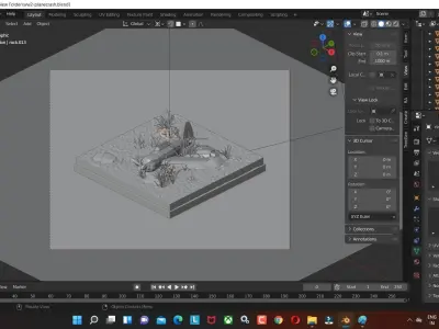Airplane 3D model crash models plane  low poly game ready Low-poly 3D model