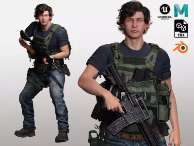 Realistic Male In Melitirian Attire Low-poly 3D model