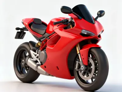 Modern Sport Bike Red Motorcycle 3d model Low-poly 3D model