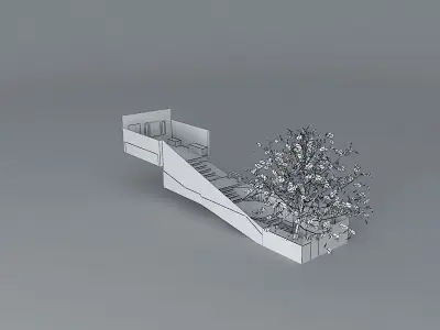 Steeply sloping garden with steps  Free 3D model