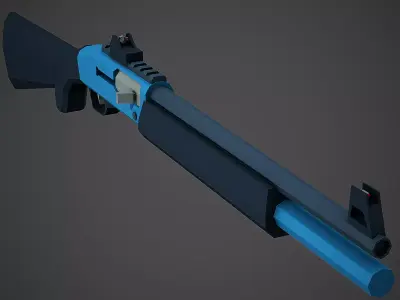 Stylized FN SLP Shotgun Low Poly Mobile Ready Low-poly 3D model