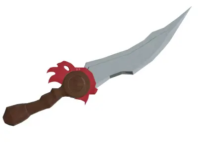 The Enigmatic Low Poly Red-Banded Sword Low-poly 3D model