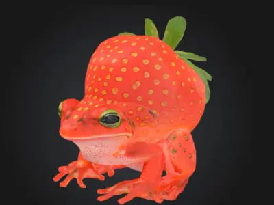 Strawberry Frog AI Cursed Animal STL OBJ 3D model