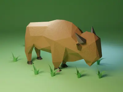 Low Poly Bison Free low-poly 3D model
