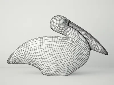 Cloisonne Pelican with Garnet Eyes 3D model