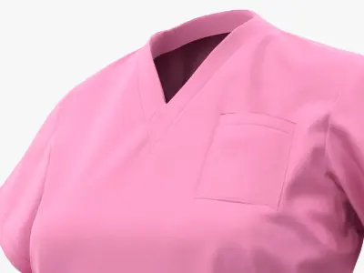 Female Medical Scrubs No Body Pink 3D model