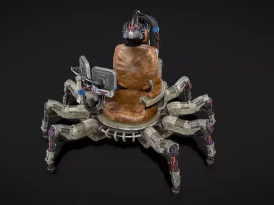 Scifi Dystopian Mechanical Chair robot Low-poly 3D model