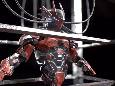 Red Mecha Low-poly 3D model