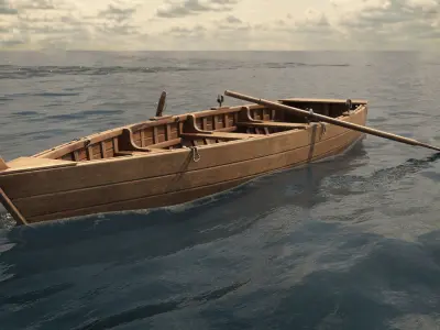 Wooden Boat v2 Low-poly 3D model