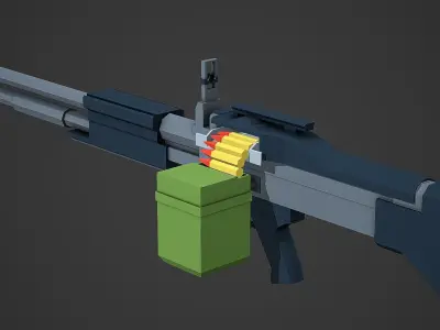 Stylized M60 LMG Low Poly Mobile Ready Low-poly 3D model