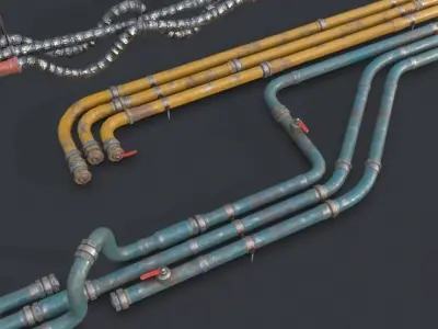 Modular Pipes - Old Painted Low-poly 3D model
