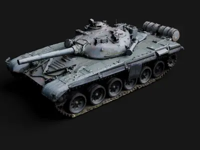 military soviet T72 destroyed tank PBR photogrammetry Low-poly 3D model