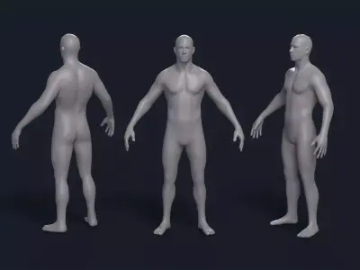 Male Base Mesh Realistic Low-poly 3D model