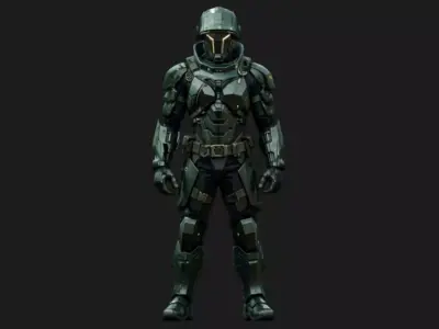 Sci-Fi Space Marine Low-poly 3D model
