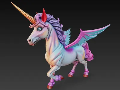 Unicorn Realistic 3D Model Basic - Low Poly Realistic Low-poly 3D model
