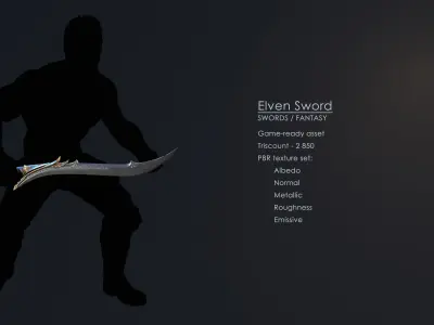 Elven Sword 2 Low-poly 3D model