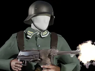 World War 2 German Soldier - Rigged Low-poly 3D model
