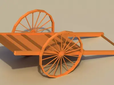 Low Poly Wooden Cart Low-poly 3D model