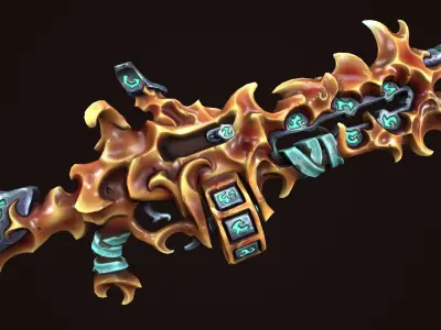 Rune assault rifle  Low-poly 3D model