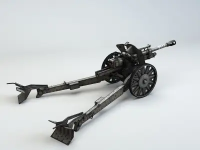 Low Poly 10 5 cm leichte Feldhaubitze Anti Tank Gun Low-poly 3D model