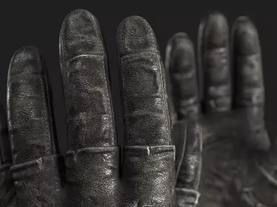 Old Leather Gloves Low-poly 3D model