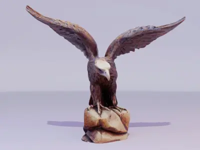Eagle statuette  Low-poly 3D model