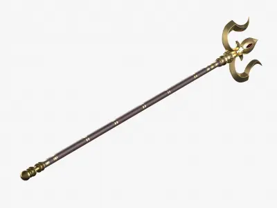 Trishul in gold Low-poly 3D model