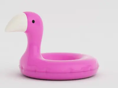 Flamingo Pool Float Inflatable Toy Swimming Tube Low-poly 3D model