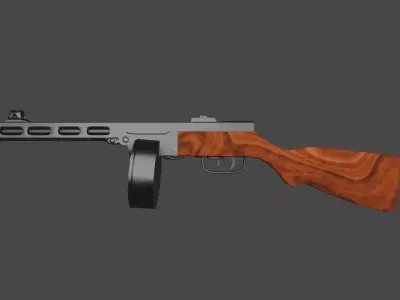 WW2 PPSH 41 Submachine Gun - Game Ready Free low-poly 3D model