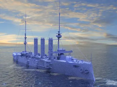 HMS Cornwall cruiser Low-poly 3D model