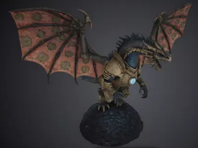 Dragon Golden Armored Dragon STL DnD Tabletop Miniature 3D   3D print model