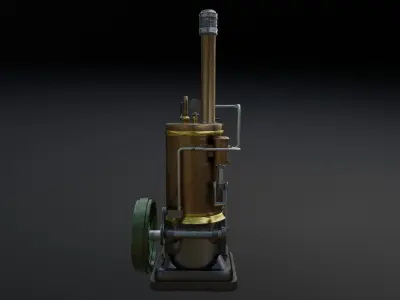 Steampunk Engine Low-poly 3D model