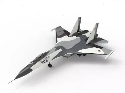 Sukhoi su-35 camouflage 3D model