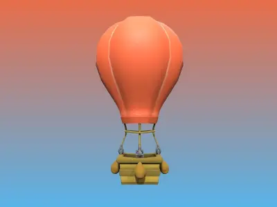 Low poly Hot Air Balloon 3D game model Low-poly 3D model