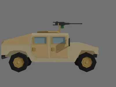 Low Poly HMMWV military vehicle with gun Low-poly 3D model