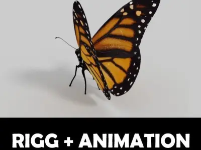 Monarch Butterfly Low-poly 3D model