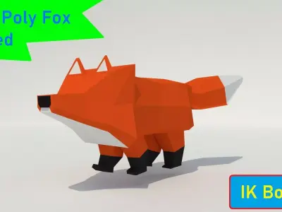 Low-Poly Fox Animation Rig Low-poly 3D model