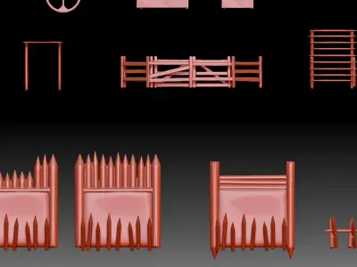 79 Medieval Roman village Buildings parts and objects collection 3D print model